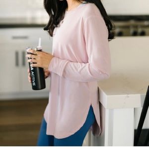 NWT Zyia Pink Perfect Slit Long Sleeve T Size L